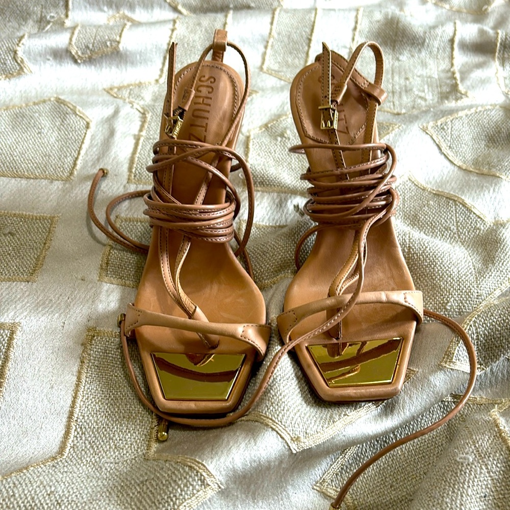 Schutz vikki leather tie lace up sandal - Worn once- 5.5